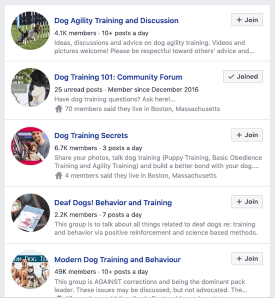 dog training facebook groups