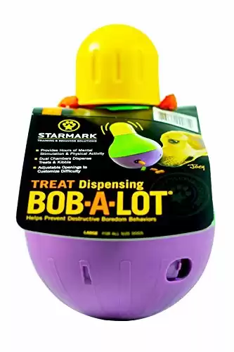 Starmark Bob-A-Lot Interactive Pet Toy, Large, Yellow/Green/Purple
